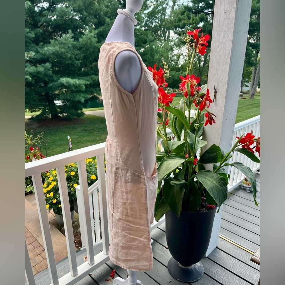 Anabelle Paris Blush Linen Tunic Dress w/ Crochet Detail - Size L - Picture 3 of 6